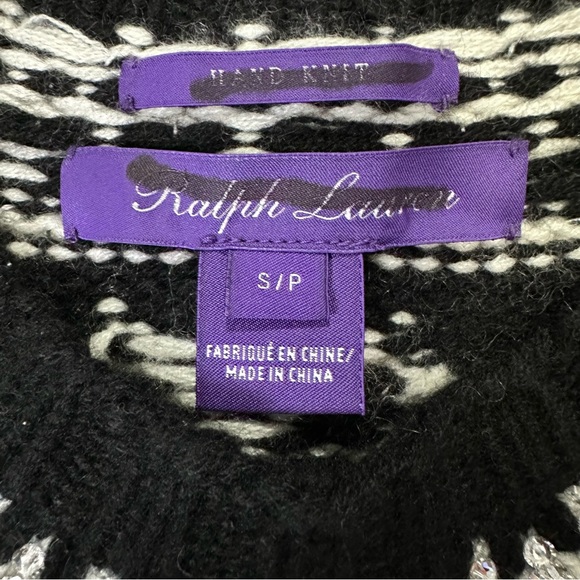 Ralph Lauren Purple Label Hand Knit Embellished 100% Cashmere Fair Isle Sweater - Picture 12 of 16